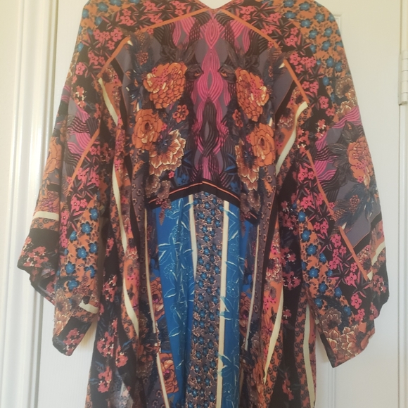 Chelsea & Violet s vivid colors bold garden scene Aztec embroidered trim d… - Picture 10 of 13